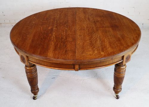 VICTORIAN OAK CAMPAIGN EXTENDING 3 LEAF DINING TABLE LEAF HOLDER - ADDITIONAL PHOTO 13