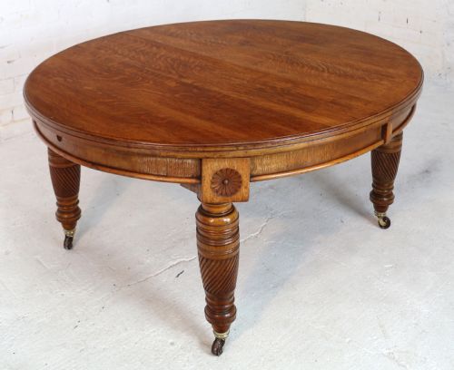 VICTORIAN OAK CAMPAIGN EXTENDING 3 LEAF DINING TABLE LEAF HOLDER - ADDITIONAL PHOTO 15