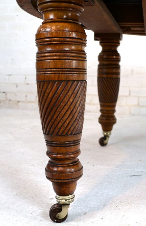 VICTORIAN OAK CAMPAIGN EXTENDING 3 LEAF DINING TABLE LEAF HOLDER - ADDITIONAL PHOTO 25