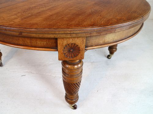 VICTORIAN OAK CAMPAIGN EXTENDING 3 LEAF DINING TABLE LEAF HOLDER - ADDITIONAL PHOTO 26
