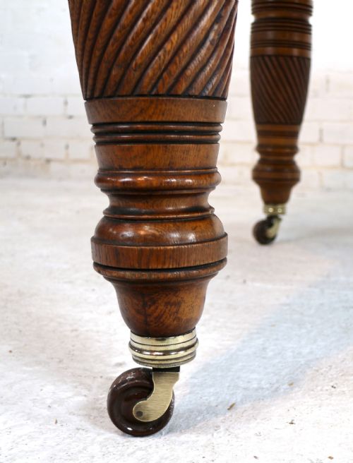 VICTORIAN OAK CAMPAIGN EXTENDING 3 LEAF DINING TABLE LEAF HOLDER - ADDITIONAL PHOTO 27