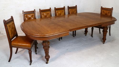 VICTORIAN OAK EXTENDING DINING TABLE 2 LEAVES BY JAMES MORRISON 8FT SEATS 10 - ADDITIONAL PHOTO 3