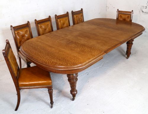 VICTORIAN OAK EXTENDING DINING TABLE 2 LEAVES BY JAMES MORRISON 8FT SEATS 10 - ADDITIONAL PHOTO 4