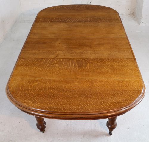 VICTORIAN OAK EXTENDING DINING TABLE 2 LEAVES BY JAMES MORRISON 8FT SEATS 10 - ADDITIONAL PHOTO 7