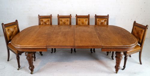VICTORIAN OAK EXTENDING DINING TABLE 2 LEAVES BY JAMES MORRISON 8FT SEATS 10 - ADDITIONAL PHOTO 8