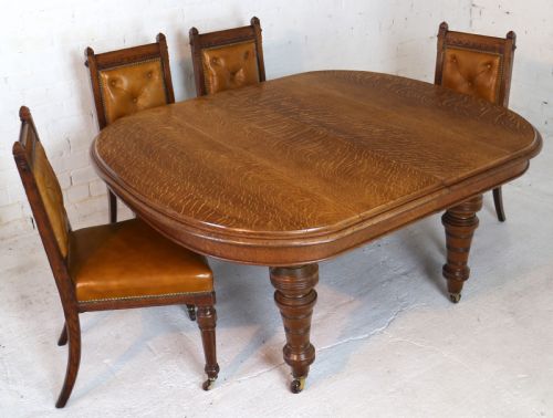 VICTORIAN OAK EXTENDING DINING TABLE 2 LEAVES BY JAMES MORRISON 8FT SEATS 10 - ADDITIONAL PHOTO 13