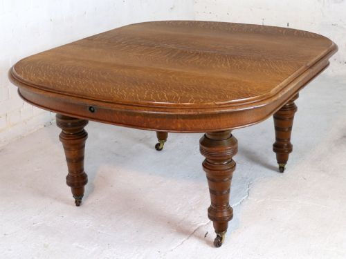 VICTORIAN OAK EXTENDING DINING TABLE 2 LEAVES BY JAMES MORRISON 8FT SEATS 10 - ADDITIONAL PHOTO 20