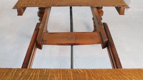 VICTORIAN OAK EXTENDING DINING TABLE 2 LEAVES BY JAMES MORRISON 8FT SEATS 10 - ADDITIONAL PHOTO 27