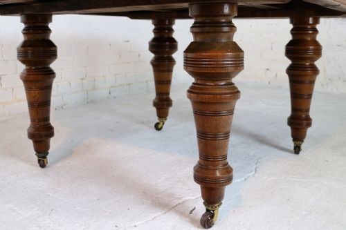 VICTORIAN OAK EXTENDING DINING TABLE 2 LEAVES BY JAMES MORRISON 8FT SEATS 10 - ADDITIONAL PHOTO 29