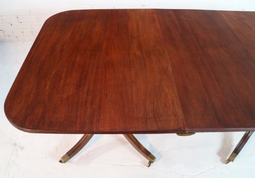 REGENCY STYLE SOLID MAHOGANY EXTENDING TWIN PILLAR DINING TABLE C1920 - ADDITIONAL PHOTO 7