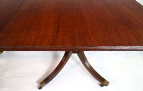 REGENCY STYLE SOLID MAHOGANY EXTENDING TWIN PILLAR DINING TABLE C1920 - ADDITIONAL PHOTO 10