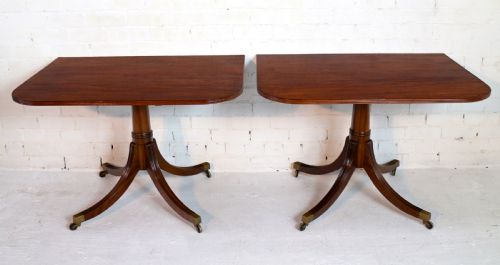 REGENCY STYLE SOLID MAHOGANY EXTENDING TWIN PILLAR DINING TABLE C1920 - ADDITIONAL PHOTO 13