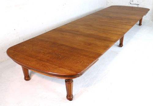 EARLY VICTORIAN EXTRA WIDE 20FT OAK EXTENDING DINING TABLE 7 LEAVES - ADDITIONAL PHOTO 1