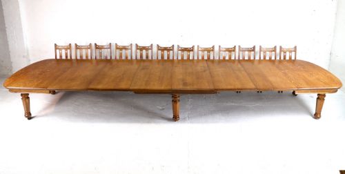 EARLY VICTORIAN EXTRA WIDE 20FT OAK EXTENDING DINING TABLE 7 LEAVES - ADDITIONAL PHOTO 7