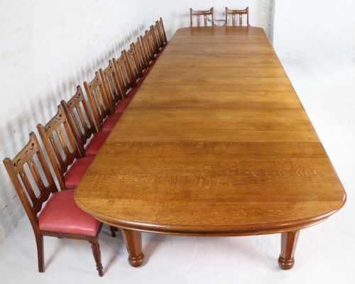 EARLY VICTORIAN EXTRA WIDE 20FT OAK EXTENDING DINING TABLE 7 LEAVES - ADDITIONAL PHOTO 8
