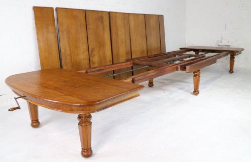 EARLY VICTORIAN EXTRA WIDE 20FT OAK EXTENDING DINING TABLE 7 LEAVES - ADDITIONAL PHOTO 13