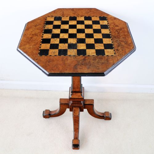 ANTIQUE IRISH KILLARNEY YEW INLAID CHESS TOP GAMES OCCASIONAL TABLE - ADDITIONAL PHOTO 3