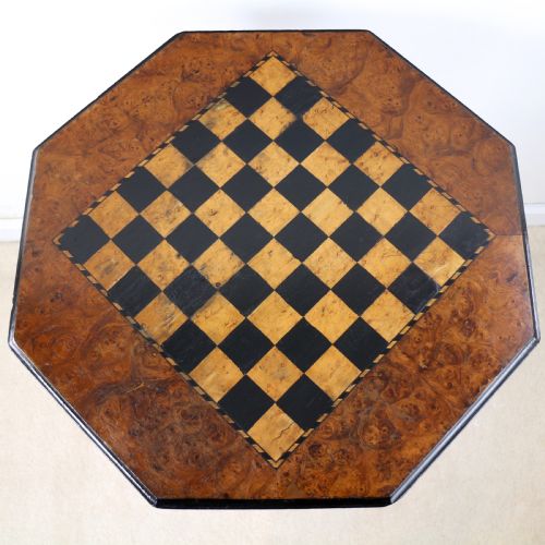 ANTIQUE IRISH KILLARNEY YEW INLAID CHESS TOP GAMES OCCASIONAL TABLE - ADDITIONAL PHOTO 5