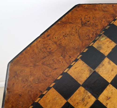 ANTIQUE IRISH KILLARNEY YEW INLAID CHESS TOP GAMES OCCASIONAL TABLE - ADDITIONAL PHOTO 7