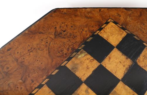 ANTIQUE IRISH KILLARNEY YEW INLAID CHESS TOP GAMES OCCASIONAL TABLE - ADDITIONAL PHOTO 11