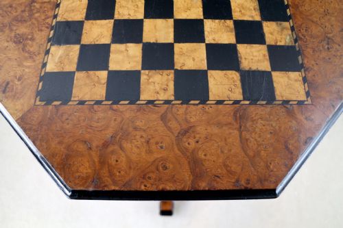 ANTIQUE IRISH KILLARNEY YEW INLAID CHESS TOP GAMES OCCASIONAL TABLE - ADDITIONAL PHOTO 13