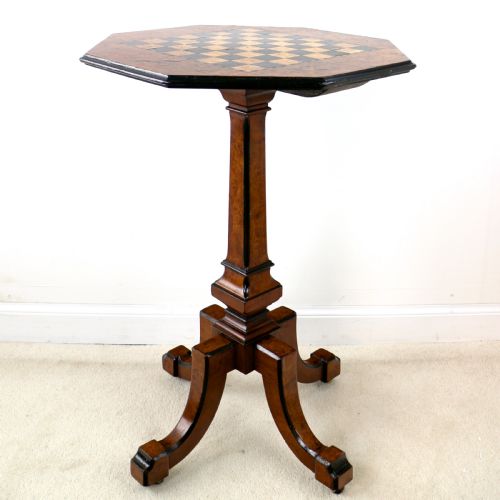 ANTIQUE IRISH KILLARNEY YEW INLAID CHESS TOP GAMES OCCASIONAL TABLE - ADDITIONAL PHOTO 15