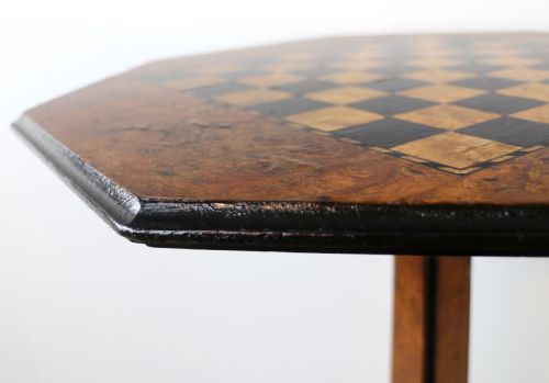 ANTIQUE IRISH KILLARNEY YEW INLAID CHESS TOP GAMES OCCASIONAL TABLE - ADDITIONAL PHOTO 17