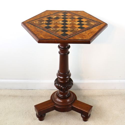 antique pollard oak inlaid specimen chess top occasional games table - CATEGORY: ANTIQUE TABLES - DATED VICTORIAN