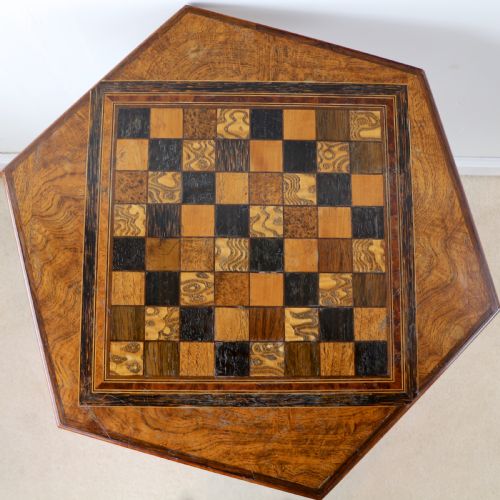 ANTIQUE POLLARD OAK INLAID SPECIMEN CHESS TOP OCCASIONAL GAMES TABLE - ADDITIONAL PHOTO 9