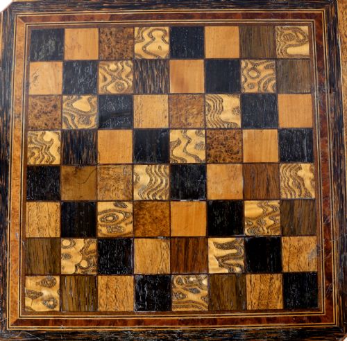 ANTIQUE POLLARD OAK INLAID SPECIMEN CHESS TOP OCCASIONAL GAMES TABLE - ADDITIONAL PHOTO 10