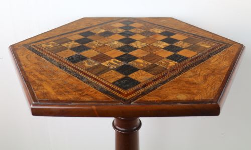 ANTIQUE POLLARD OAK INLAID SPECIMEN CHESS TOP OCCASIONAL GAMES TABLE - ADDITIONAL PHOTO 25