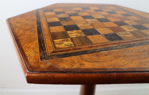 ANTIQUE POLLARD OAK INLAID SPECIMEN CHESS TOP OCCASIONAL GAMES TABLE - ADDITIONAL PHOTO 26