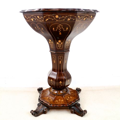 ANTIQUE VICTORIAN IRISH KILLARNEY WARE ARBUTUS WORK TABLE - ADDITIONAL PHOTO 1