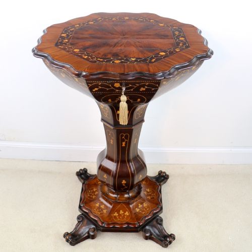 ANTIQUE VICTORIAN IRISH KILLARNEY WARE ARBUTUS WORK TABLE - ADDITIONAL PHOTO 2
