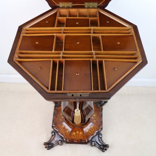 ANTIQUE VICTORIAN IRISH KILLARNEY WARE ARBUTUS WORK TABLE - ADDITIONAL PHOTO 17