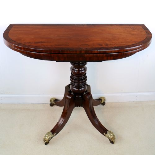 irish regency mahogany burr yew crossbanded tea table - CATEGORY: ANTIQUE TABLES - DATED REGENCY