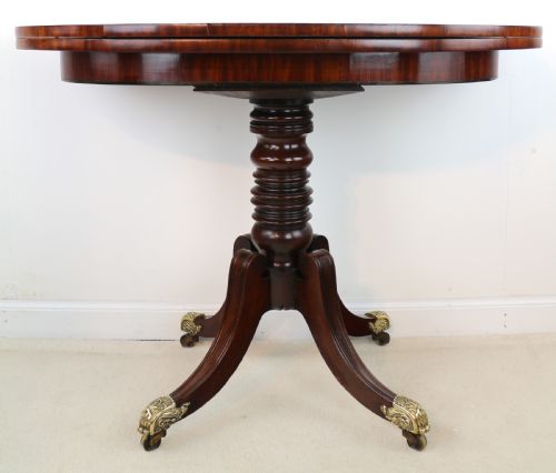 IRISH REGENCY MAHOGANY BURR YEW CROSSBANDED TEA TABLE - ADDITIONAL PHOTO 2