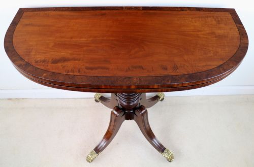 IRISH REGENCY MAHOGANY BURR YEW CROSSBANDED TEA TABLE - ADDITIONAL PHOTO 3