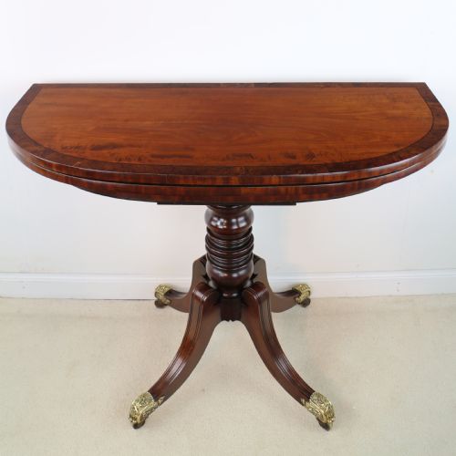 IRISH REGENCY MAHOGANY BURR YEW CROSSBANDED TEA TABLE - ADDITIONAL PHOTO 14