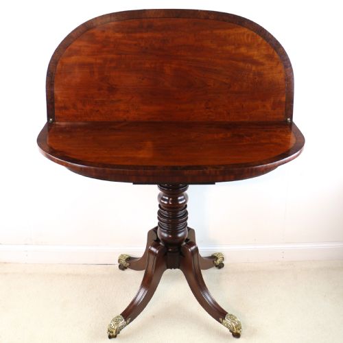 IRISH REGENCY MAHOGANY BURR YEW CROSSBANDED TEA TABLE - ADDITIONAL PHOTO 16