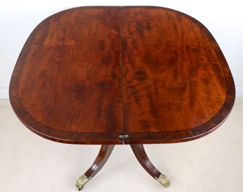 IRISH REGENCY MAHOGANY BURR YEW CROSSBANDED TEA TABLE - ADDITIONAL PHOTO 19