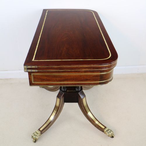 REGENCY BRASS INLAID ROSEWOOD CARD TABLE C1820 - ADDITIONAL PHOTO 9