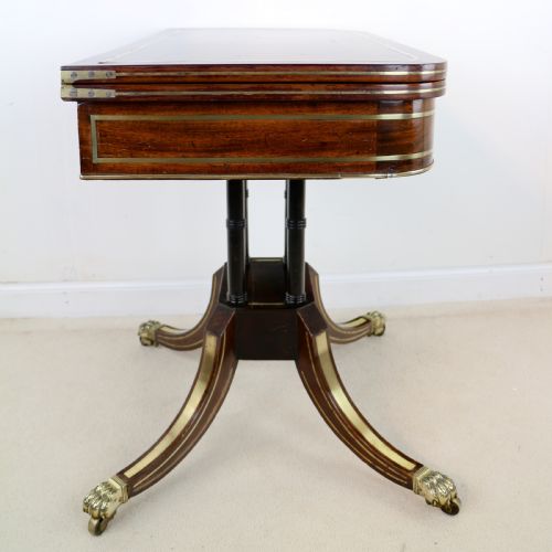REGENCY BRASS INLAID ROSEWOOD CARD TABLE C1820 - ADDITIONAL PHOTO 11
