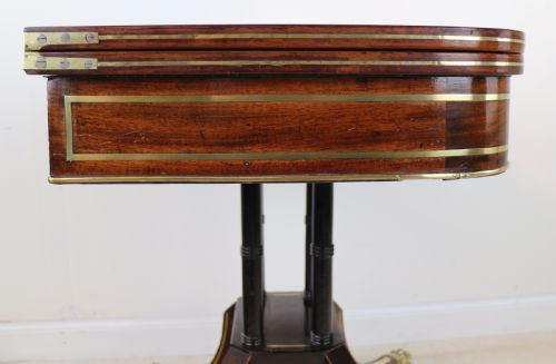 REGENCY BRASS INLAID ROSEWOOD CARD TABLE C1820 - ADDITIONAL PHOTO 12