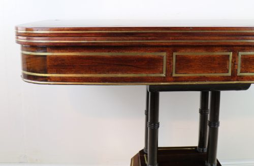 REGENCY BRASS INLAID ROSEWOOD CARD TABLE C1820 - ADDITIONAL PHOTO 14