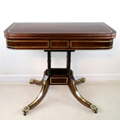 REGENCY BRASS INLAID ROSEWOOD CARD TABLE C1820 - ADDITIONAL PHOTO 17