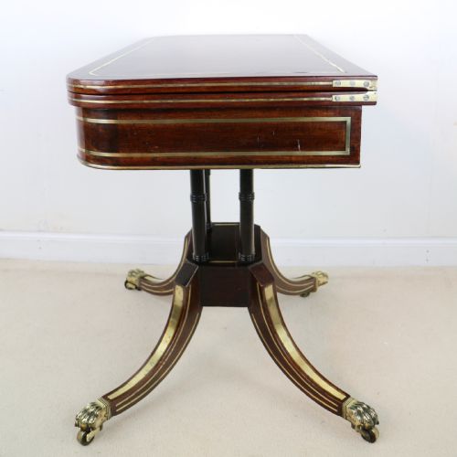REGENCY BRASS INLAID ROSEWOOD CARD TABLE C1820 - ADDITIONAL PHOTO 18