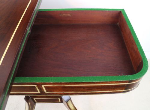 REGENCY BRASS INLAID ROSEWOOD CARD TABLE C1820 - ADDITIONAL PHOTO 20