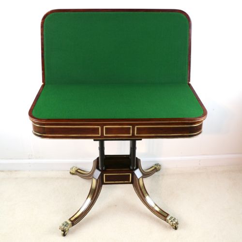 REGENCY BRASS INLAID ROSEWOOD CARD TABLE C1820 - ADDITIONAL PHOTO 21