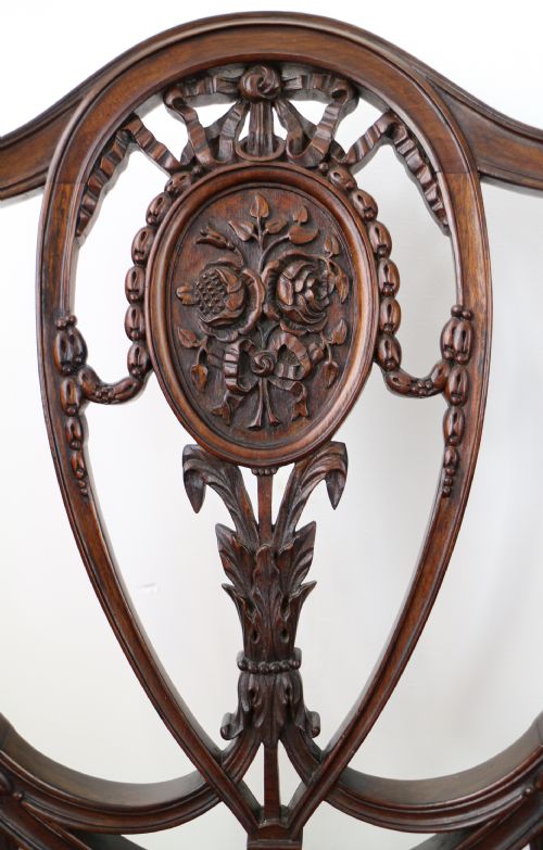 SET OF 10 VICTORIAN HEPPLEWHITE DESIGN SHIELD BACK CARVER DINING CHAIRS ATTRIBUTED TO GILLOWS - ADDITIONAL PHOTO 15